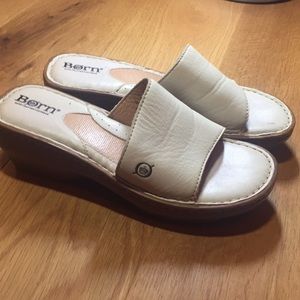 Born ivory leather wedge sandals size 6